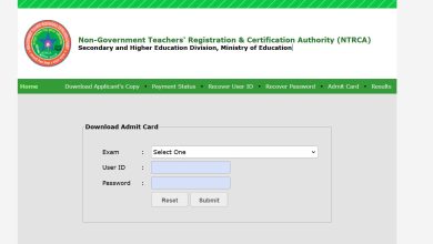 NTRCA Admit Card